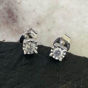 PRICE DROP Diamond Stud Stud Earrings set in Sterling Silver